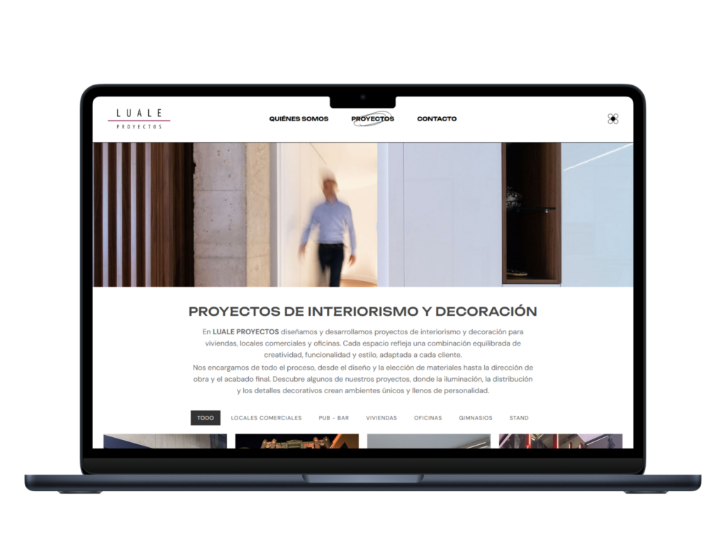 diseño web para Luale Proyectos Portátil