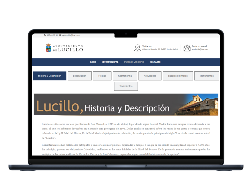 diseño web ayuntamiento lucillo portatil