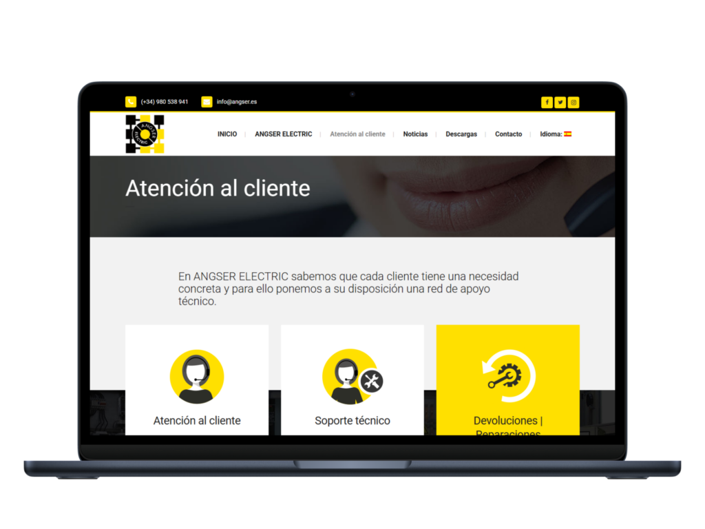 Diseño Web Angser Electric portátil