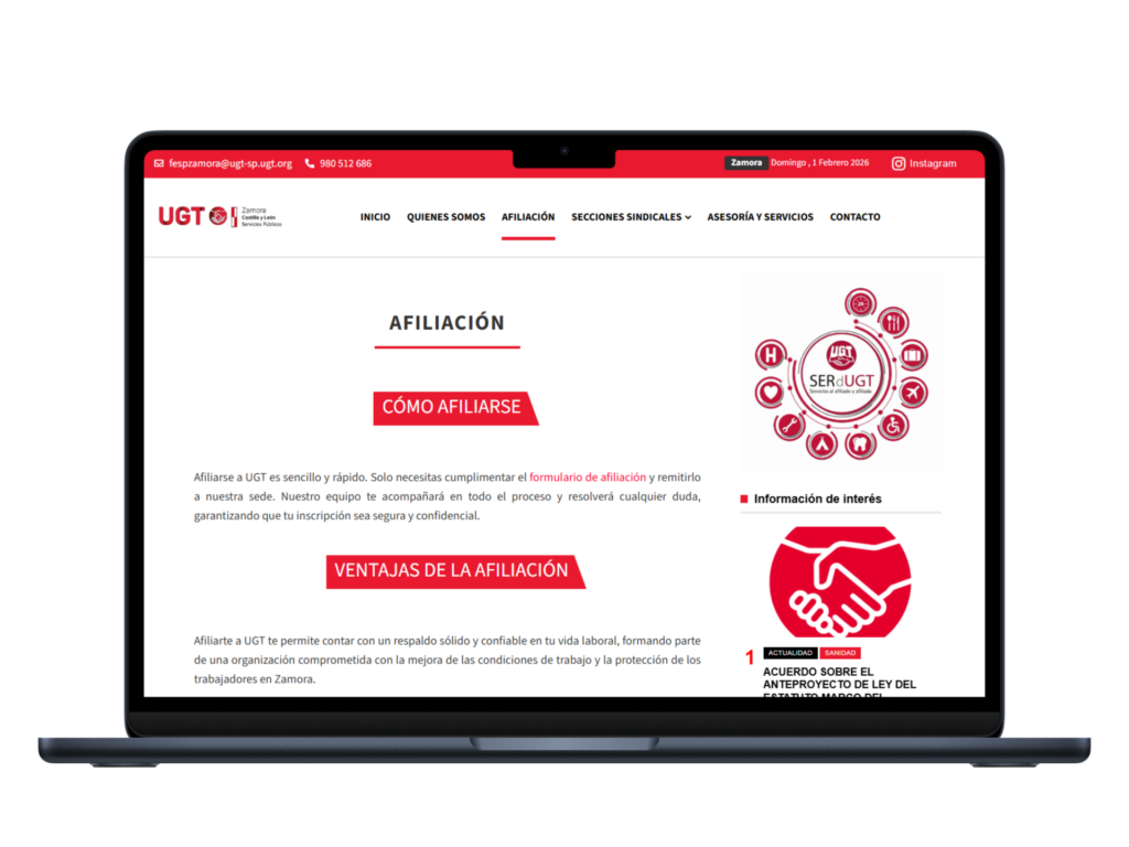 seccion de la web de Fesp UGT Zamora