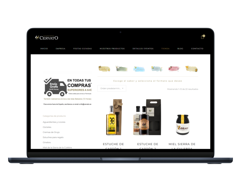 Tienda Online para Aguardientes Cervato