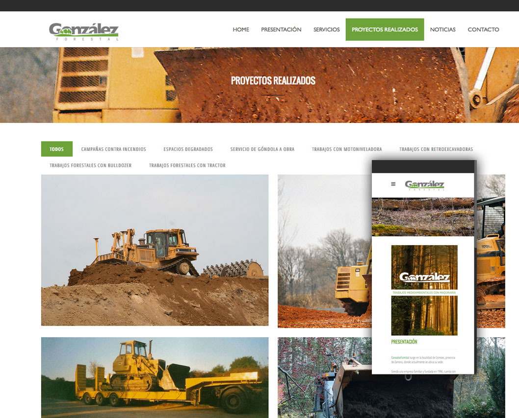 Página web corporativa para la empresa Gonzalez Forestal.