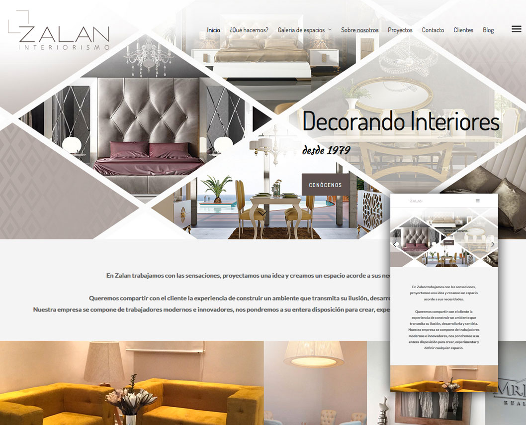 Diseño de página web  Zalan Interiorismo.